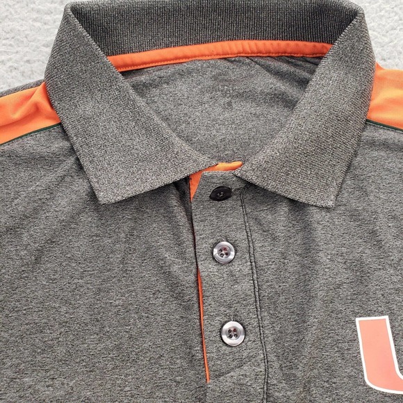 University of Miami Hurricanes Shirt Mens Large Gray Short Sleeve Polo - Picture 6 of 11